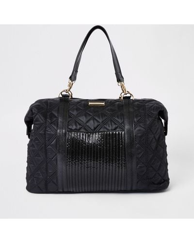 River Island Quilted Weekend Travel Bag - Black