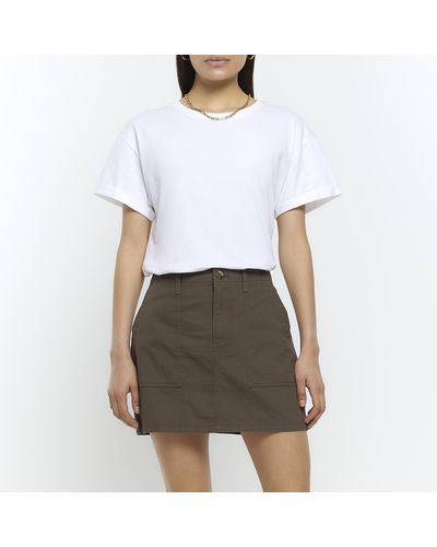 River Island Cargo Mini Skirt - White