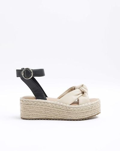 River Island Pink Knot Flatform Espadrille Sandals - White