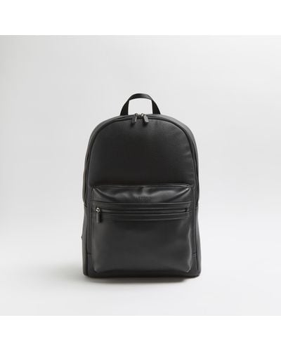 River Island Black Faux Leather Zip Fastening Backpack