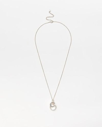 River Island Rose Gold Hoop Necklace - White
