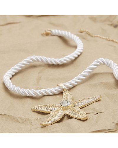 River Island Starfish Cord Necklace - White