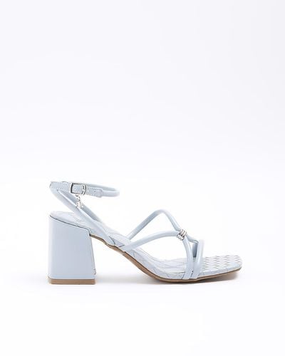 River Island Blue Strappy Heeled Sandals - White