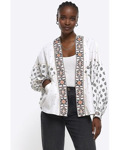 River Island Embroidered Jacket - White