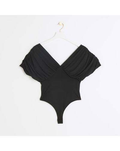 River Island Black Drape Plunge Bodysuit