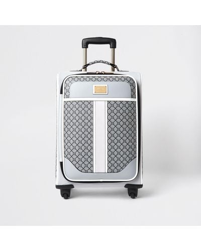 River Island Grey Ri Monogram Suitcase