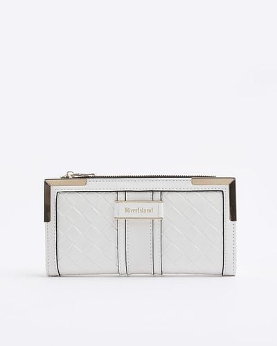 River Island White Embossed Weave Purse