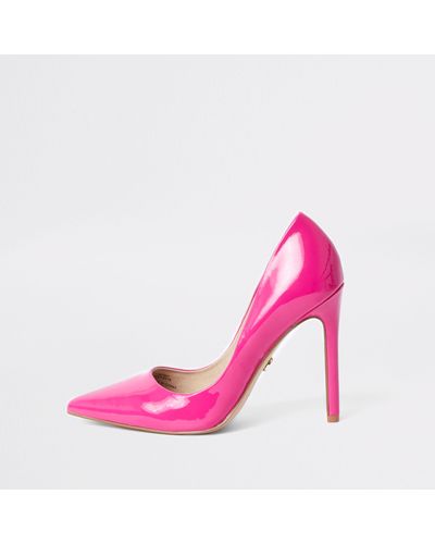 River Island Bright Pink Patent Court Shoes