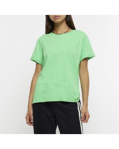 River Island Green Rolled Sleeve T-shirt