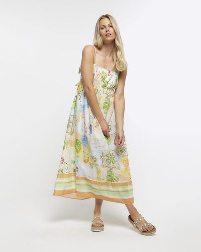 River Island Tropical Print Cami Maxi Dress - Metallic