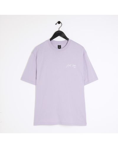 River Island Purple Regular Fit Script Graphic T-shirt