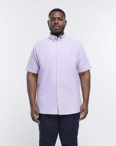River Island Big & Tall Purple Slim Fit Oxford Shirt