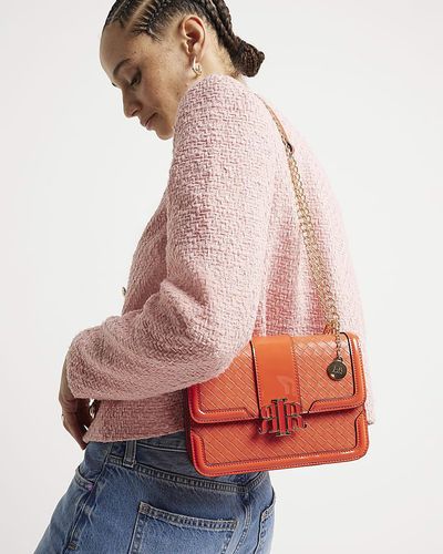 River Island Red Embossed Woven Satchel Bag