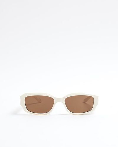 River Island White Plastic Frame Square Sunglasses