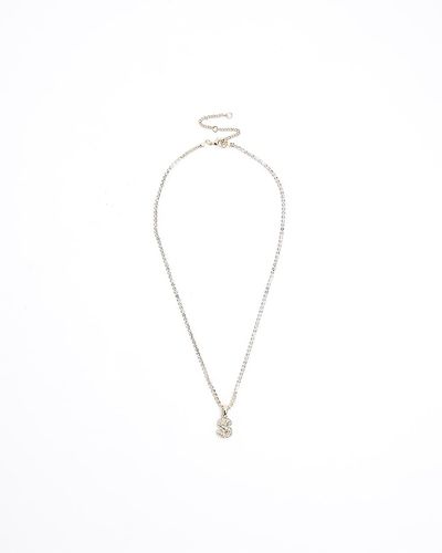 River Island Gold S Initial Necklace - White