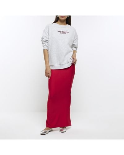 River Island Red Split Hem Maxi Skirt