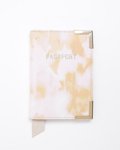 River Island Tie Dye Passport Cover - White