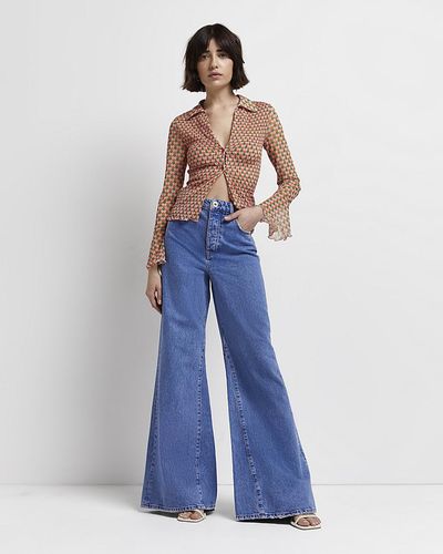 River Island Blue High Waisted Ultra Flared Jeans