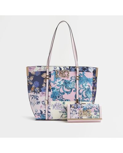 River Island Pink Floral Shoulder Bag And Purse Set
