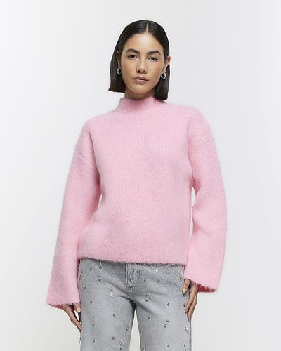 River Island High Neck Sweater - Pink