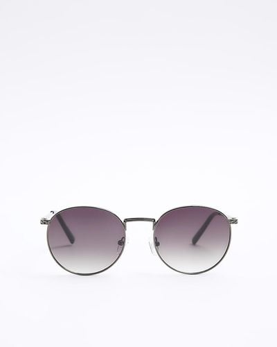 River Island Grey Round Sunglasses - Purple