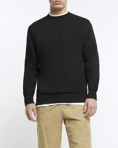 River Island Black Slim Fit Long Sleeve Sweatshirt