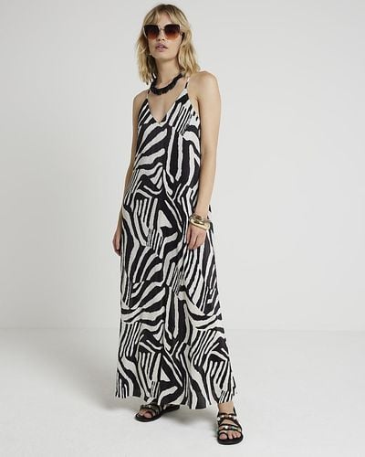 River Island Zebra Print Maxi Dress - White