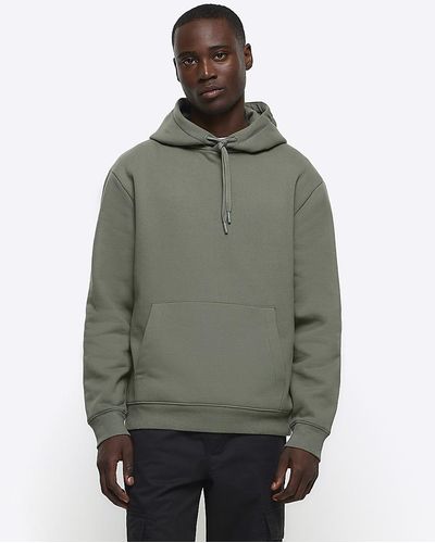 River Island Green Regular Fit Plain Hoodie