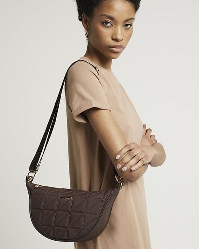 River Island Brown Soft Scoop Quilted Cross Body Bag