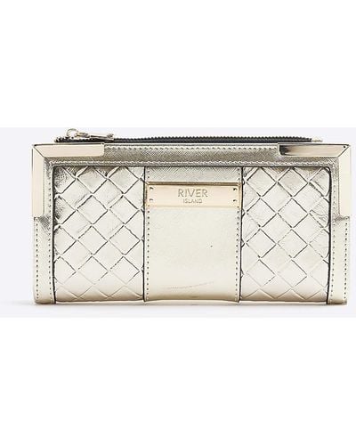 River Island Embossed Weave Purse - Natural