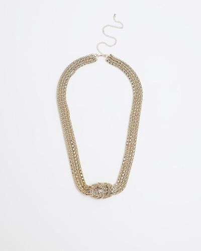 River Island Gold Knot Belly Chain - White