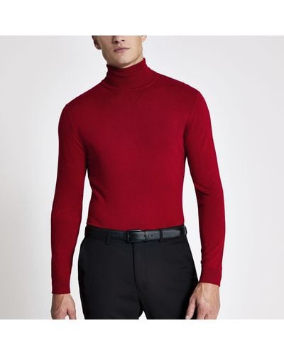 River Island Long Sleeve Roll Neck Sweater - Red