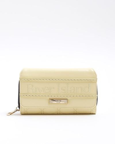 River Island Yellow Patent Embossed Purse - Natural