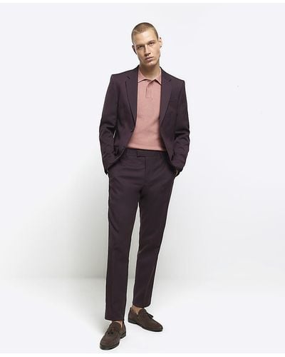 River Island Red Slim Fit Suit Trousers