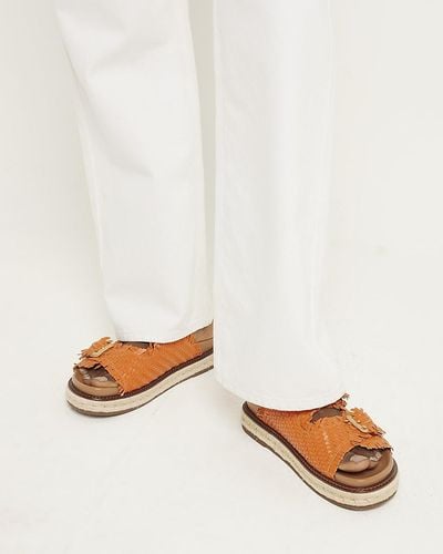 River Island Orange Leather Woven Buckle Sandals - White