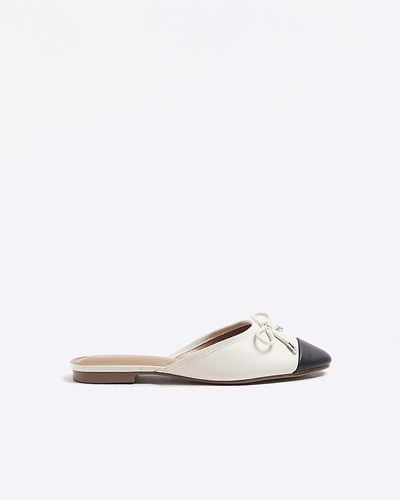 River Island White Bow Mule Ballet Court Shoes