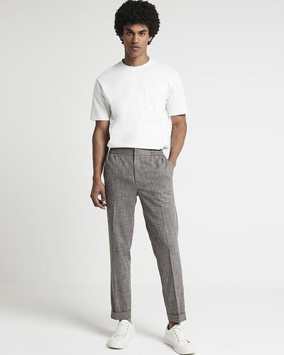 River Island Textured Smart Trousers - White