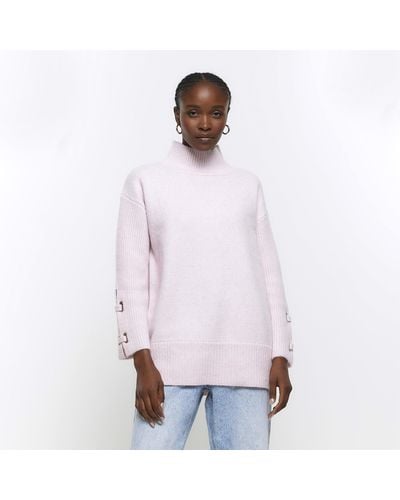 River Island Cuff Detail Sweater - Pink