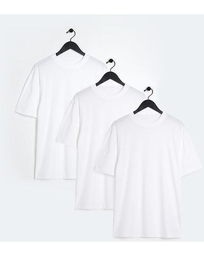 River Island 3pk White Regular Fit T-shirt