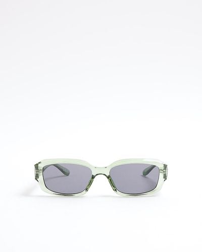River Island Green Clear Frame Square Sunglasses - Metallic