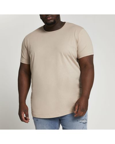 River Island Big & Tall Stone Curved Hem Slim Fit T-shirt - Multicolour
