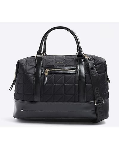 River Island Black Quilted Zip Travel Bag