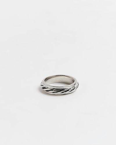 River Island Silver Color Band Pinky Ring - White