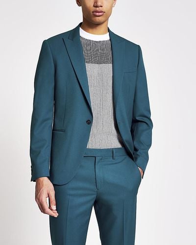 River Island Green Skinny Fit Suit Jacket