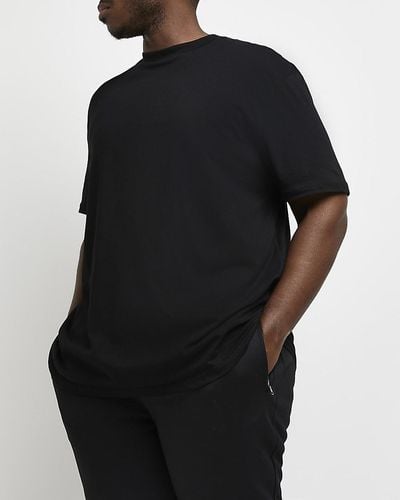 River Island Big & Tall Black Curved Hem Slim Fit T-shirt