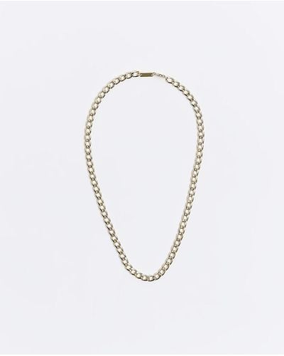 River Island Gold Color Chain Necklace - Blue