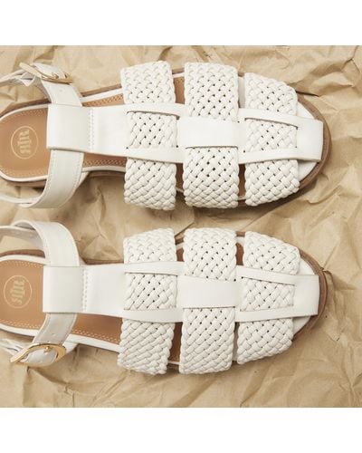 River Island Woven Gladiator Flat Sandals - Natural