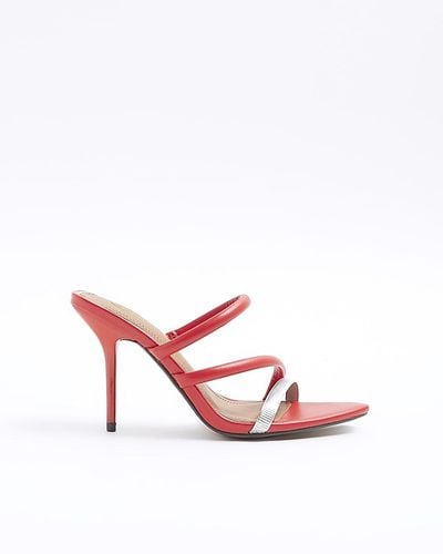 River Island Red Strappy Heeled Sandals - Pink