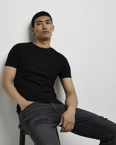 River Island Black Muscle Fit T-shirt
