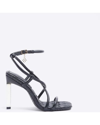 River Island Black Wide Fit Heeled Sandals - White